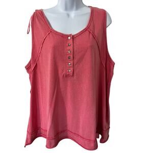 NWOT White Birch Henley Tank Top – Salmon Pink – Size 2XL –